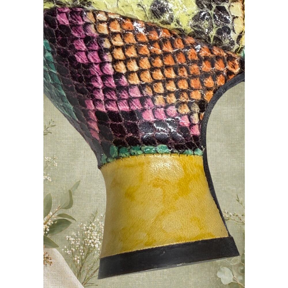 Y2K Spring Step L’Artiste Multicolor Snakeskin Leather Sandals Kitten Heel EU 37 - Picture 12 of 13